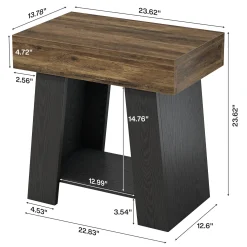 Tribesigns 23.62” Small 2-Tier End Table with Storage Shelf, Two-Tone Farmhouse Side Table