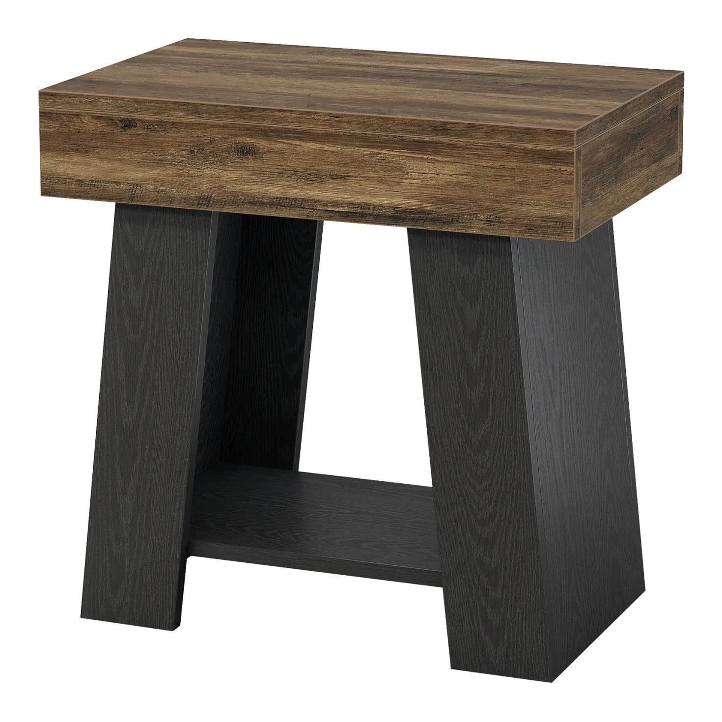 Tribesigns 23.62” Small 2-Tier End Table with Storage Shelf, Two-Tone Farmhouse Side Table