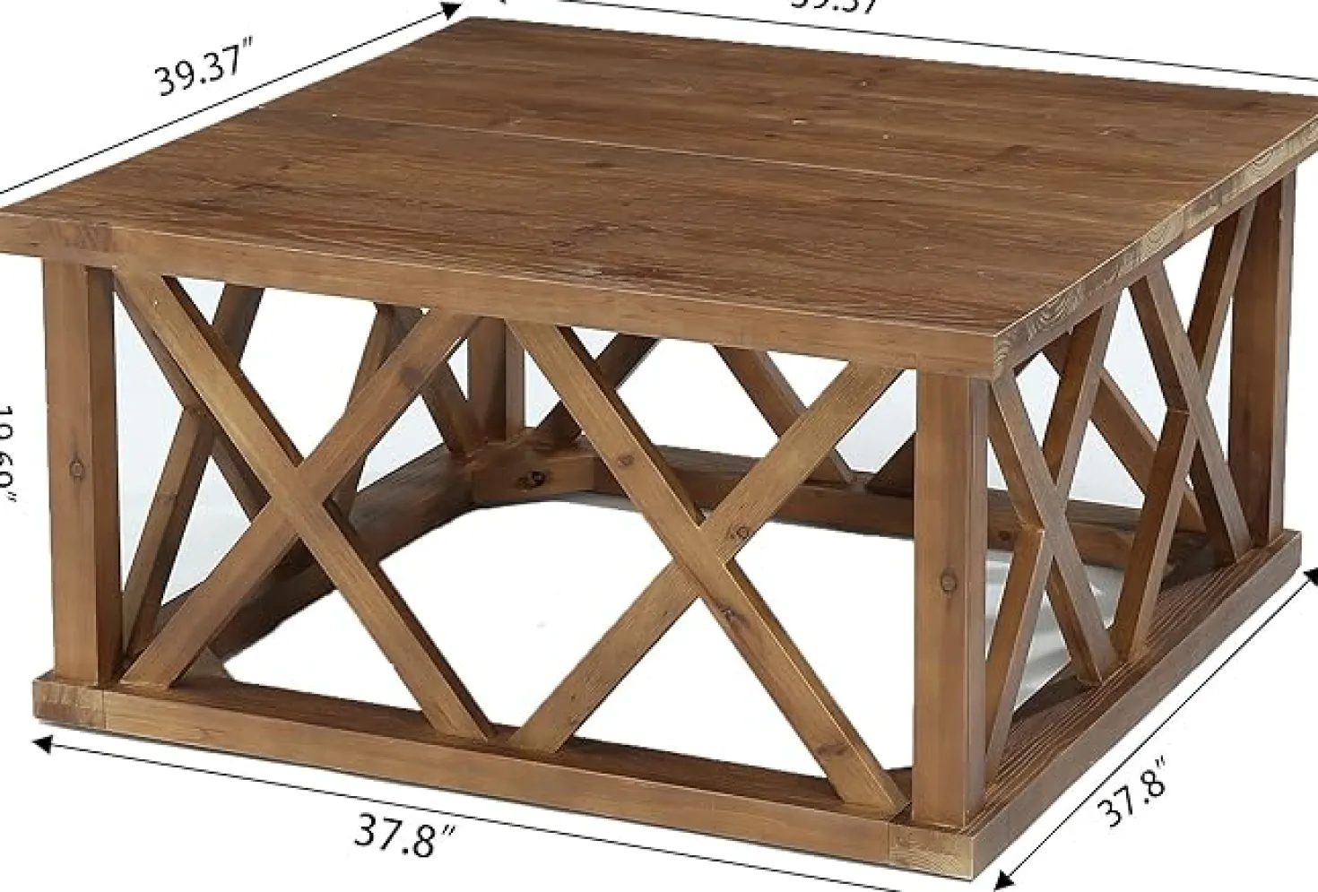 Tribesigns 39.37" Solid Wood Coffee Table, Square Farmhouse Table for Living Room