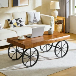 Tribesigns 47.24" Solid Wood Coffee Table, Live Edge Center Table for Living Room