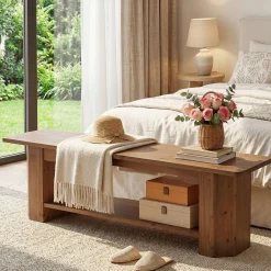 Tribesigns 63" Solid Wood Entryway Bench, Long Shoe Bench for Hallway