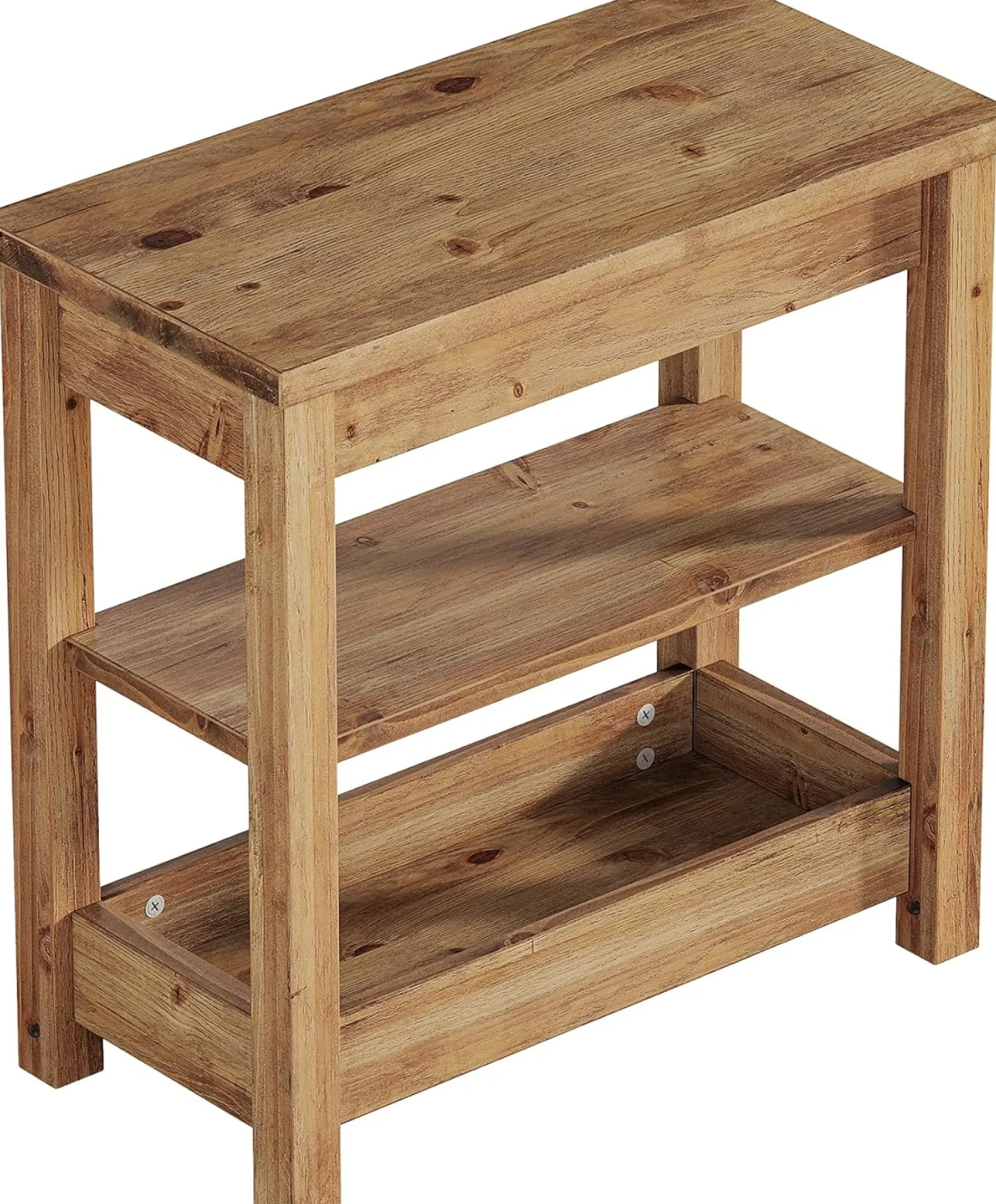 Tribesigns 23.62" Solid Wood End Table, 3-Tier Narrow Side Table for Living Room and Bedroom