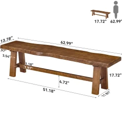Tribesigns 63" Solid Wood Entryway Bench, Farmhouse Bench with A-Frame Legs