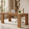 Tribesigns 63" Solid Wood Executive Desk, Farmhouse Office Desk for Home