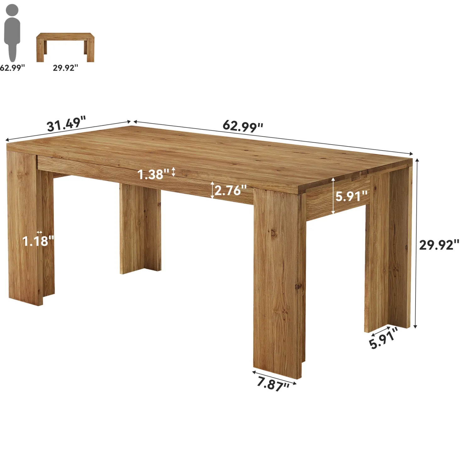 Tribesigns 63" Solid Wood Executive Desk, Farmhouse Office Desk for Home