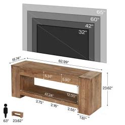 Tribesigns 63" Solid Wood TV Stand, Farmhouse Console for Living Room