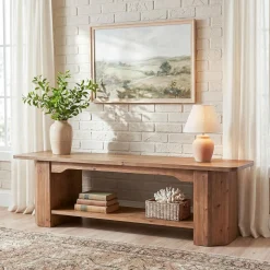Tribesigns 63" Solid Wood TV Stand, Farmhouse Console for Living Room