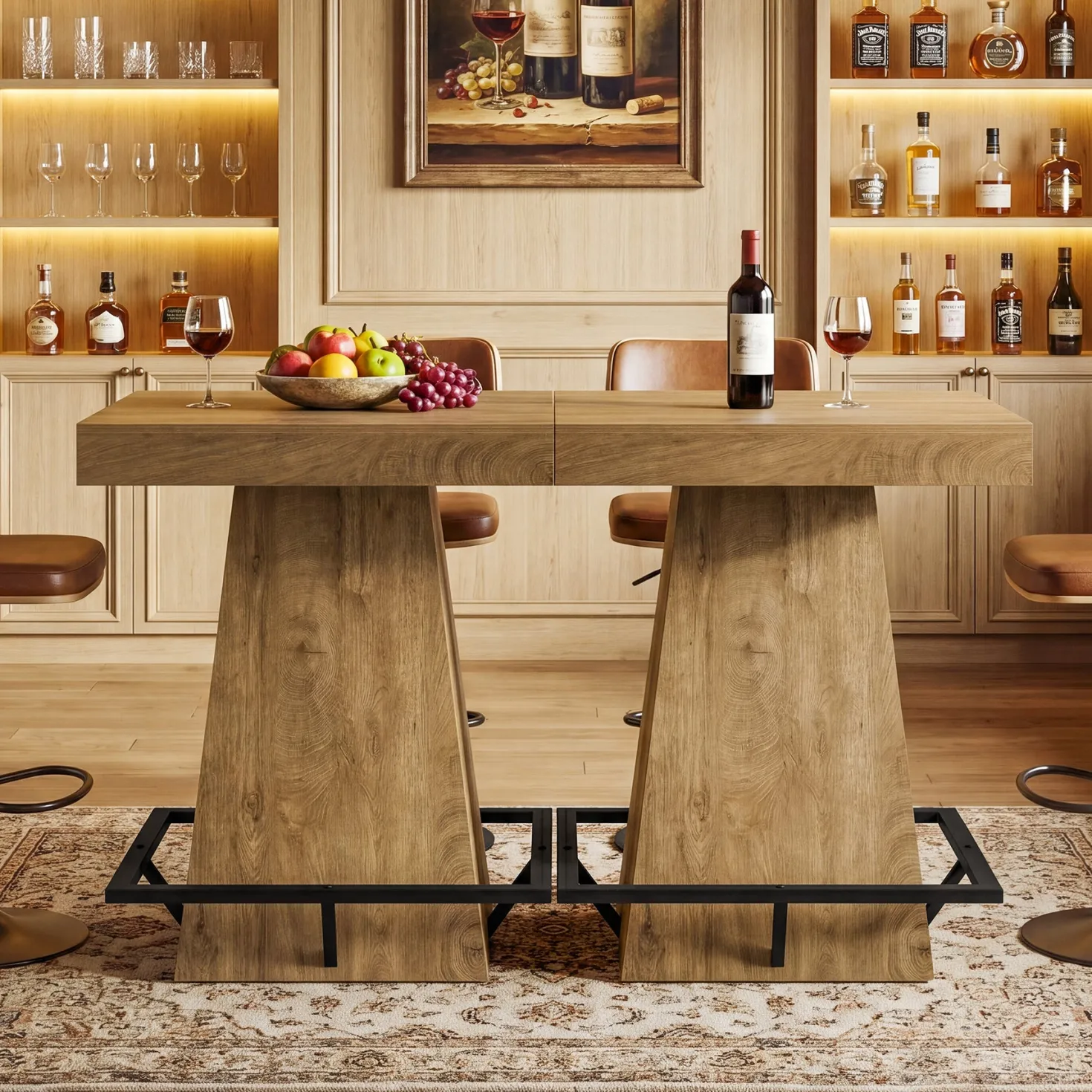 Tribesigns 37.4" Square Bar Table, Pub Table with Footrest for Dining Room