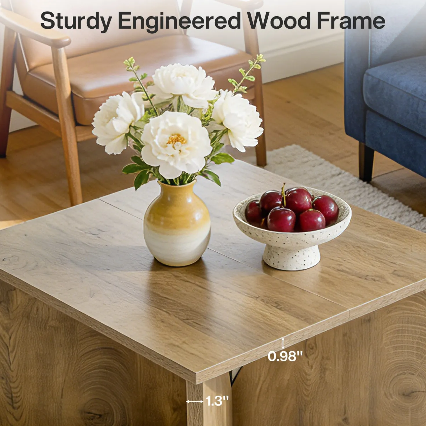 Tribesigns 31.5" Square Coffee Table, Farmhouse Accent Table for Living Room