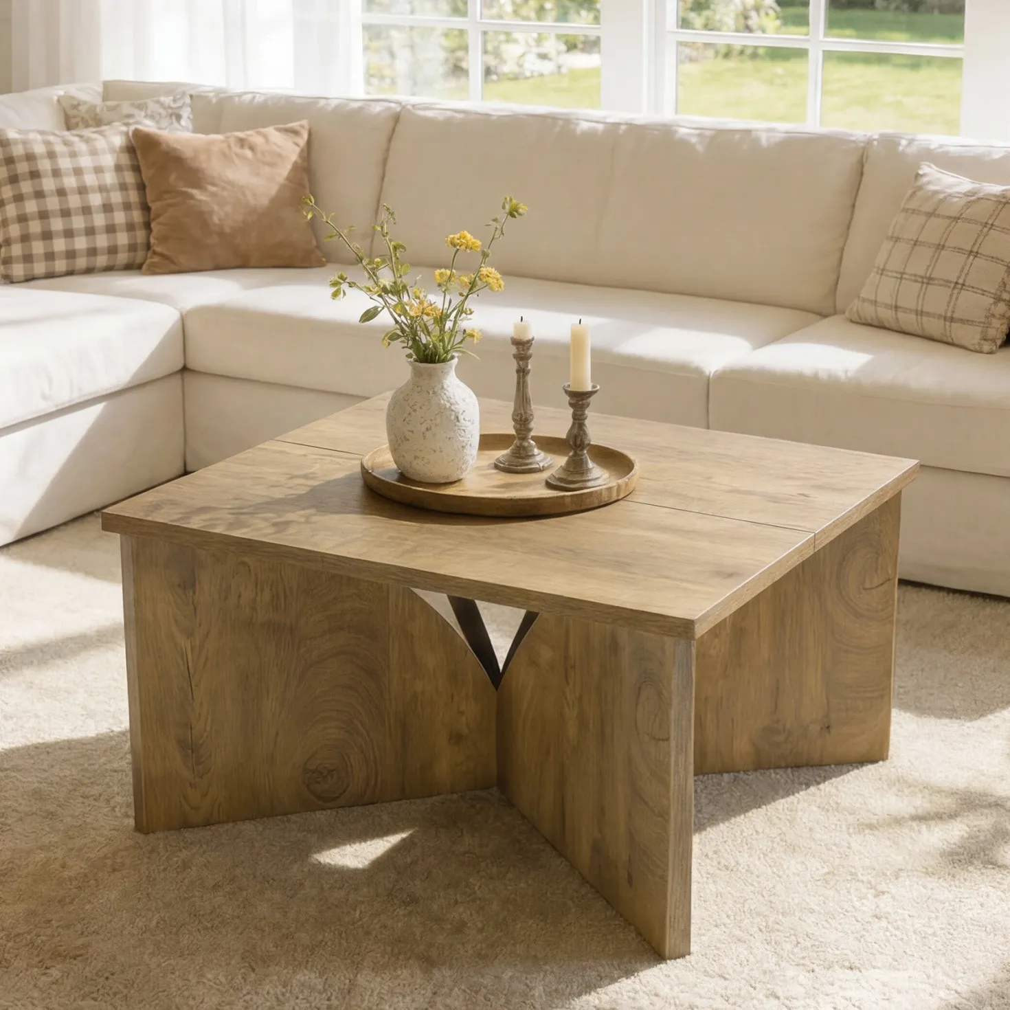Tribesigns 31.5" Square Coffee Table, Farmhouse Accent Table for Living Room