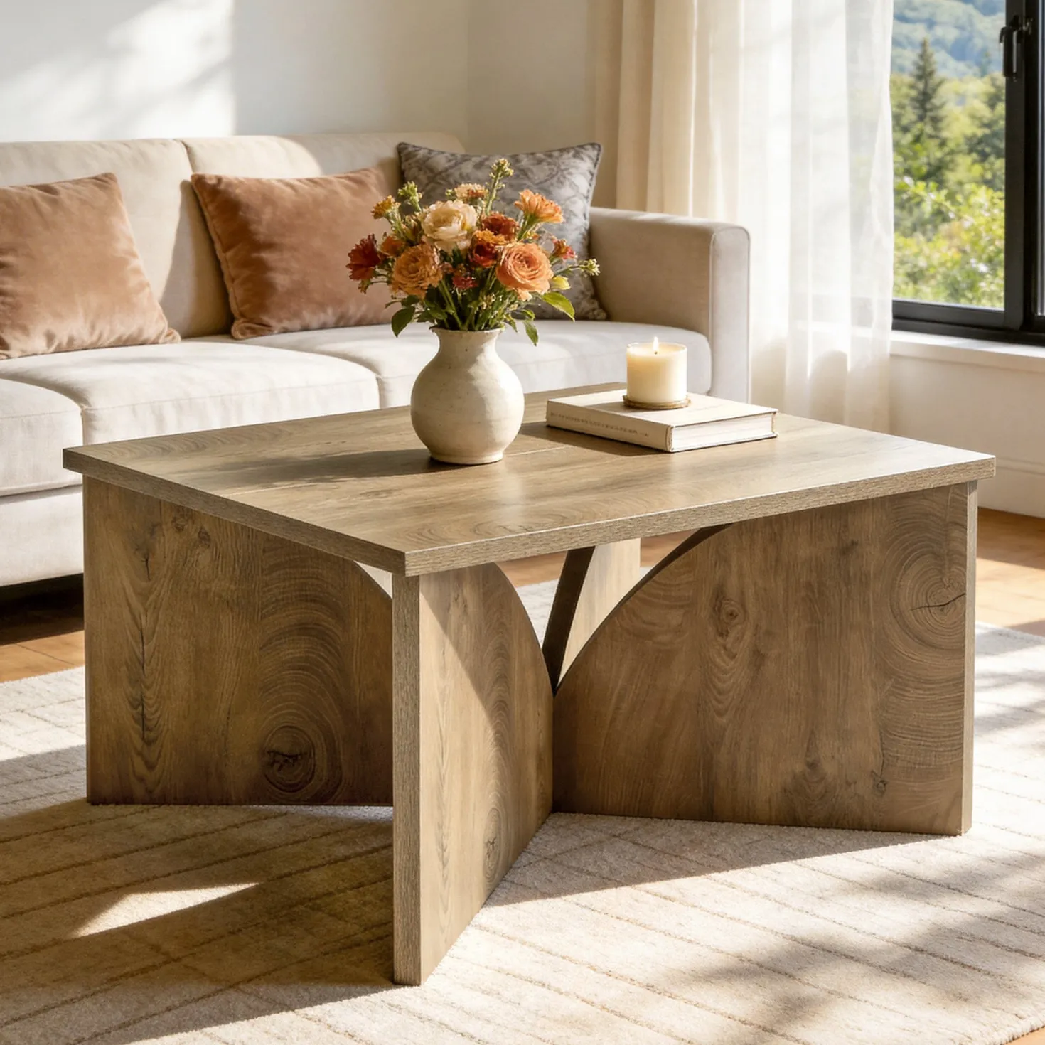 Tribesigns 31.5" Square Coffee Table, Farmhouse Accent Table for Living Room
