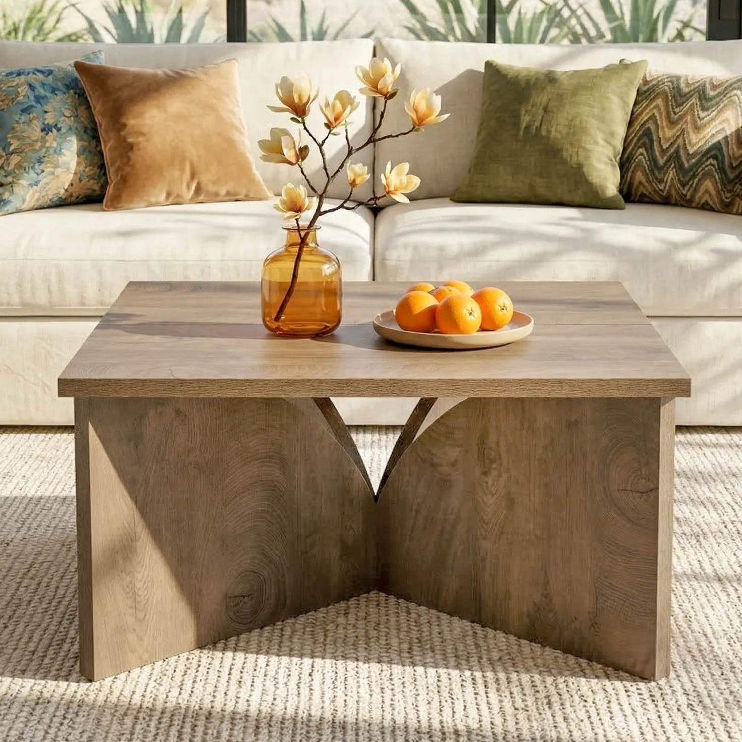 Tribesigns 31.5" Square Coffee Table, Farmhouse Accent Table for Living Room