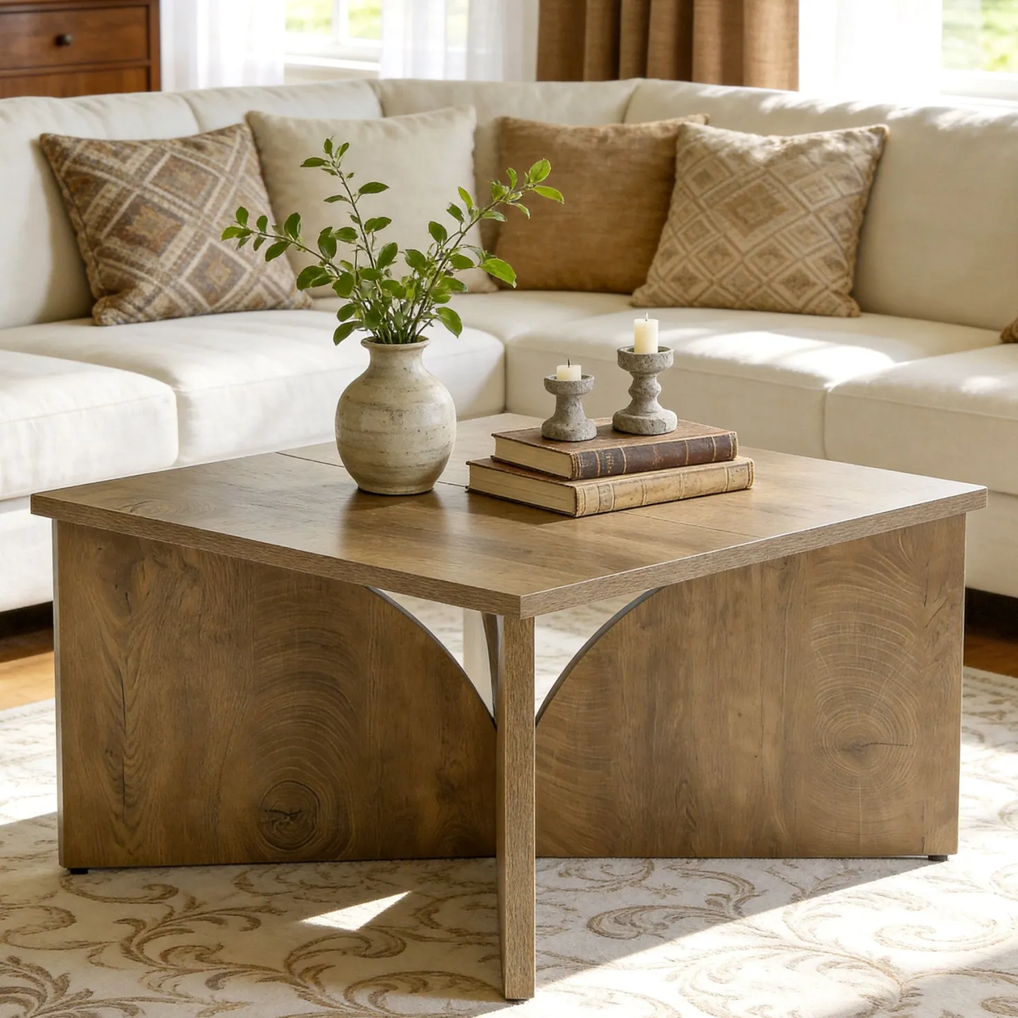 Tribesigns 31.5" Square Coffee Table, Farmhouse Accent Table for Living Room