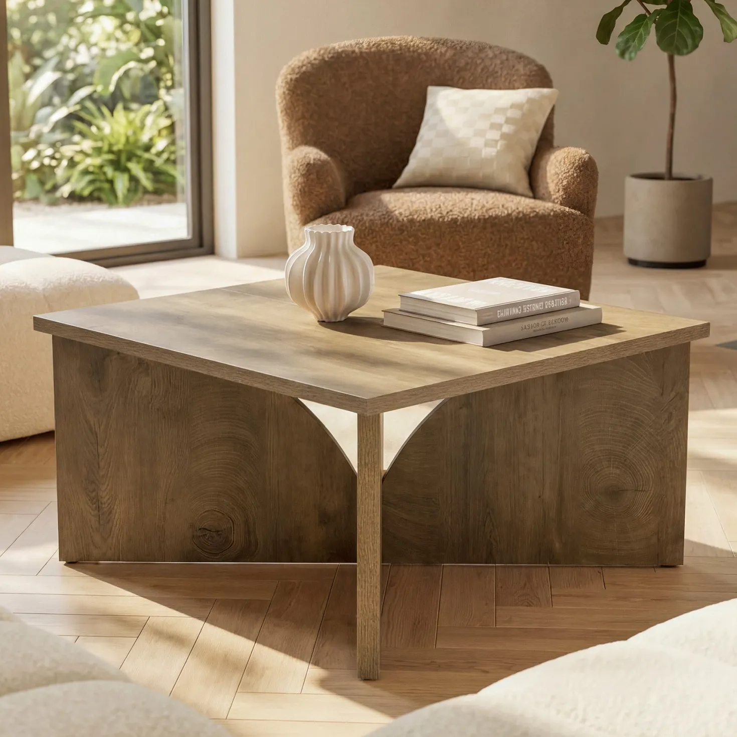 Tribesigns 31.5" Square Coffee Table, Farmhouse Accent Table for Living Room