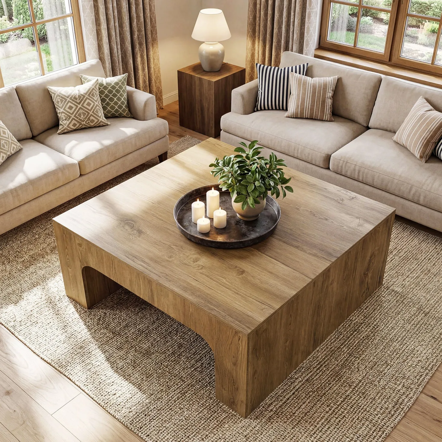 Tribesigns 39" Square Coffee Table, Wooden Farmhouse Center Table for Living Room