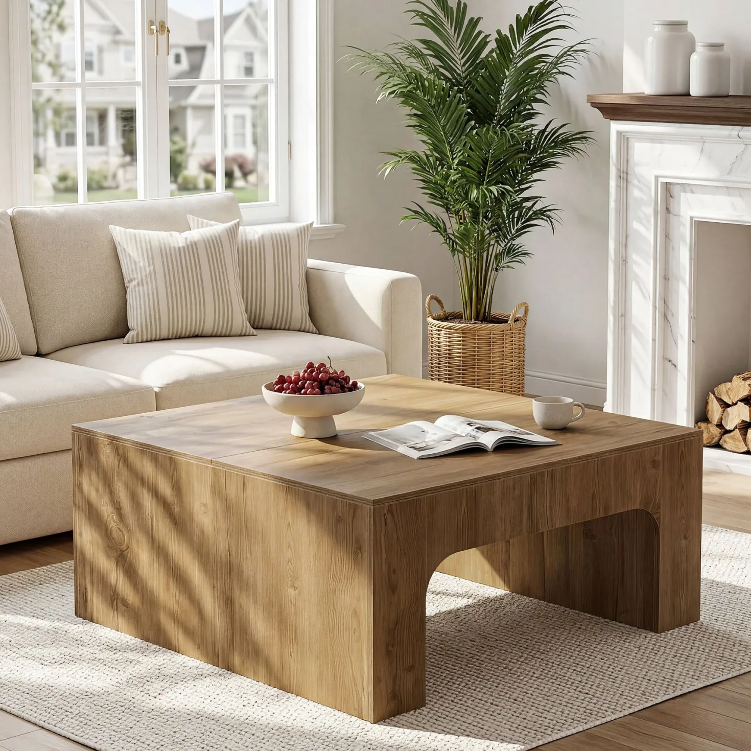 Tribesigns 39" Square Coffee Table, Wooden Farmhouse Center Table for Living Room