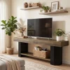 Tribesigns 63" TV Stand, Farmhouse TV Console with Shelf for Living Room
