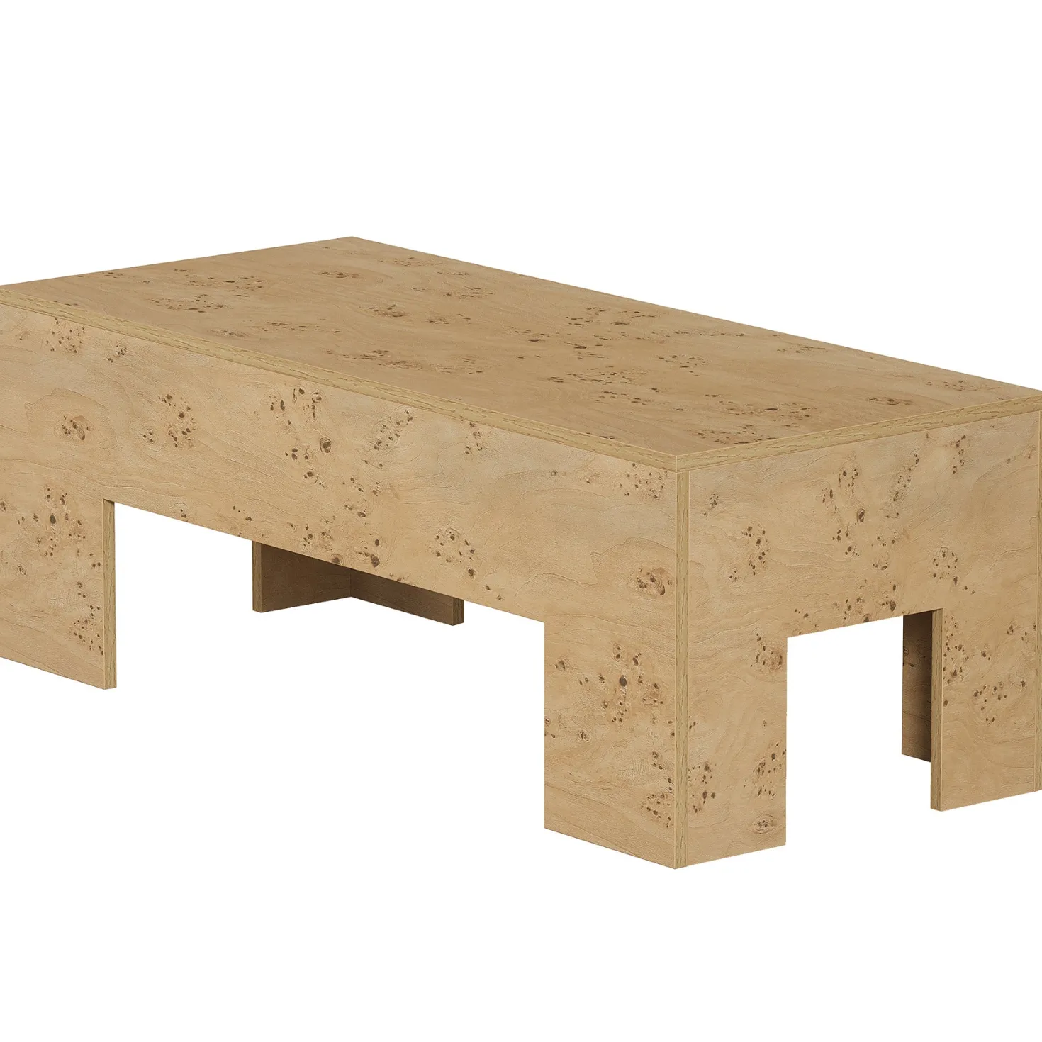 Tribesigns 55.12" Wood Coffee Table, Burl Veneer Center Table for Living Room