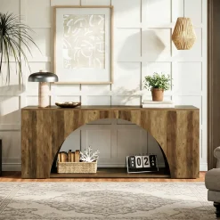 Tribesigns 63" Wood TV Stand, Media Console with Shelves for Living Room