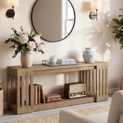 Tribesigns 63" Wooden Storage Bench, Farmhouse Entryway Bench for Hallway