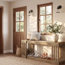 Tribesigns 63" Wooden Storage Bench, Farmhouse Entryway Bench for Hallway
