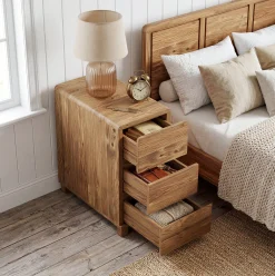 Tribesigns 3-Drawer Nightstand, Solid Wood Bedside Table for Bedroom