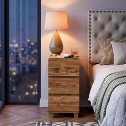 Tribesigns 3-Drawer Nightstand, Solid Wood Bedside Table for Bedroom