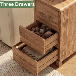 Tribesigns 3-Drawer Side Table, Solid Wood End Table for Living Room