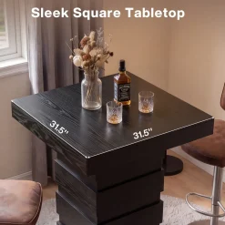 Tribesigns 37.4-Inch Bar Height Table, Square Pub Table with Block Base for Kitchen Nook Living Room