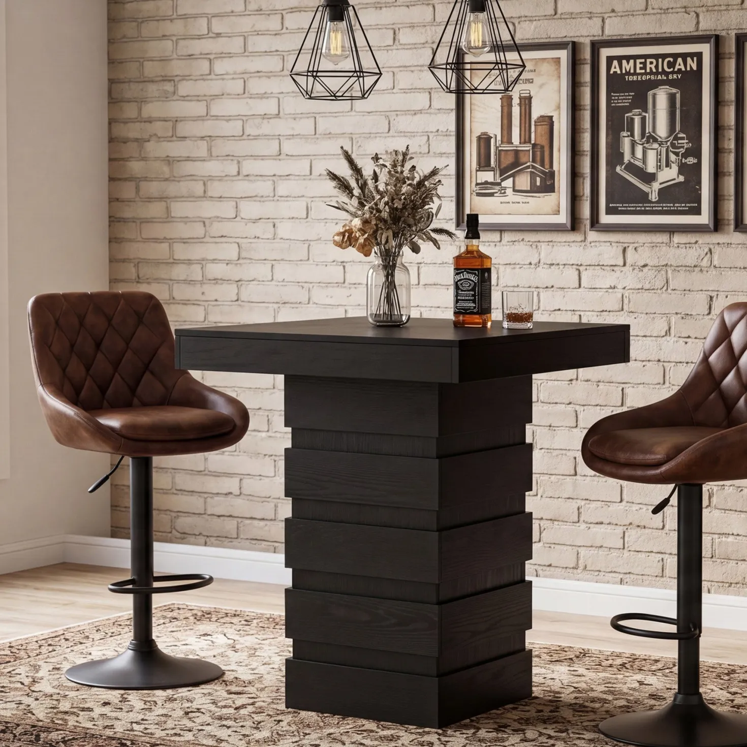Tribesigns 37.4-Inch Bar Height Table, Square Pub Table with Block Base for Kitchen Nook Living Room