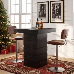 Tribesigns 37.4-Inch Bar Height Table, Square Pub Table with Block Base for Kitchen Nook Living Room