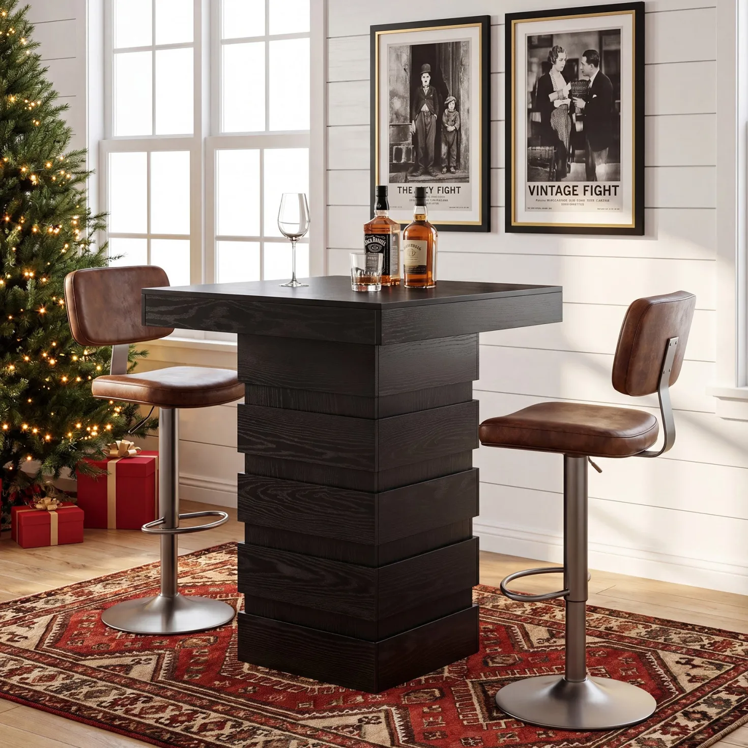 Tribesigns 37.4-Inch Bar Height Table, Square Pub Table with Block Base for Kitchen Nook Living Room