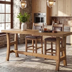 Tribesigns 63-Inch Bar Table, Solid Wood Counter Height Pub Table for Kitchen Dining Bistro (Without Chair)