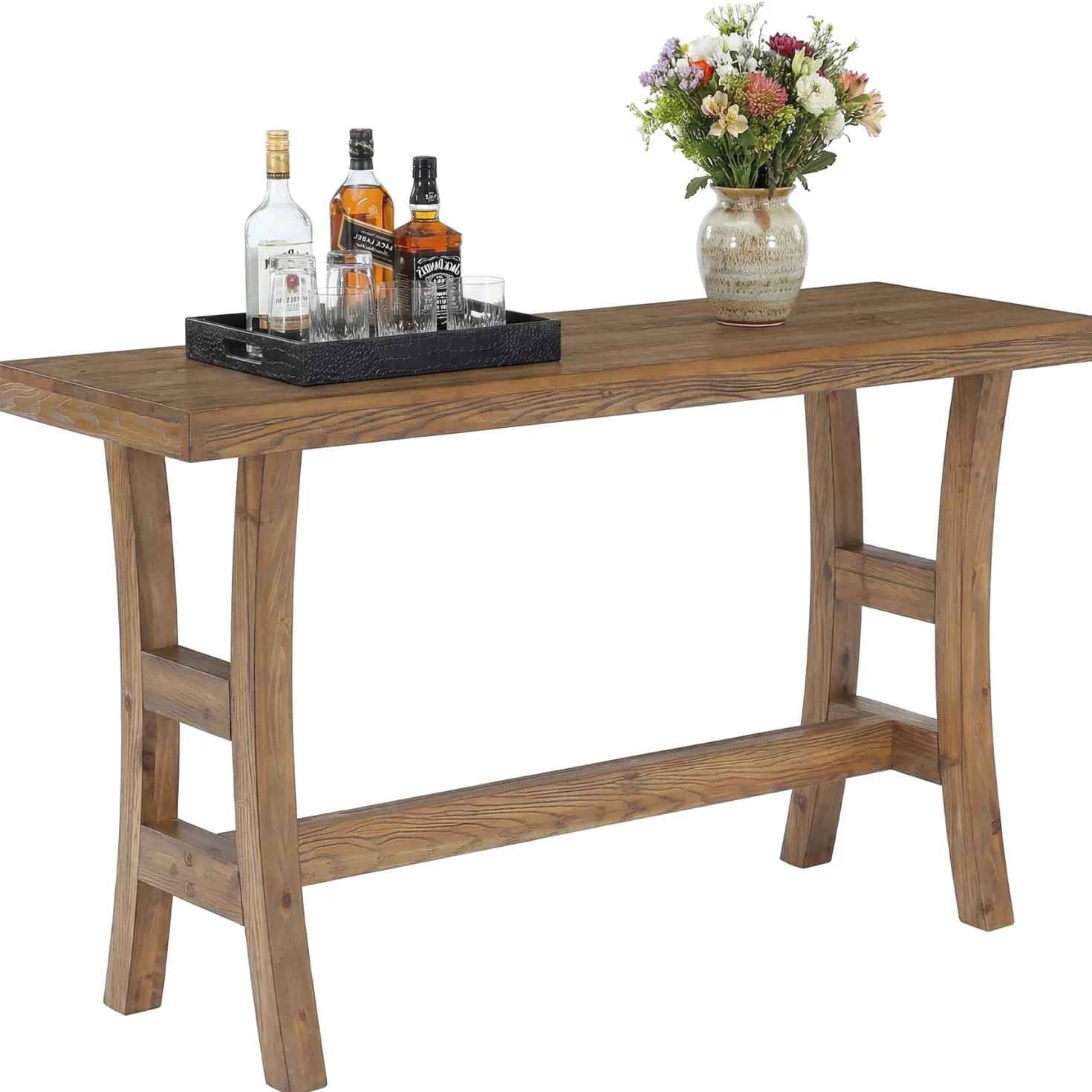 Tribesigns 63-Inch Bar Table, Solid Wood Counter Height Pub Table for Kitchen Dining Bistro (Without Chair)