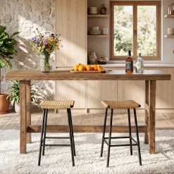 Tribesigns 63-Inch Bar Table, Solid Wood Counter Height Pub Table for Kitchen Dining Bistro (Without Chair)