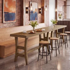 Tribesigns 63-Inch Bar Table, Solid Wood Counter Height Pub Table for Kitchen Dining Bistro (Without Chair)
