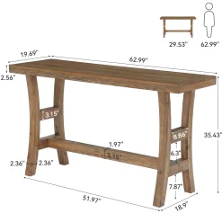 Tribesigns 63-Inch Bar Table, Solid Wood Counter Height Pub Table for Kitchen Dining Bistro (Without Chair)
