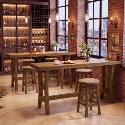 Tribesigns 63-Inch Bar Table, Solid Wood Counter Height Pub Table for Kitchen Dining Bistro (Without Chair)