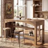 Tribesigns 59-Inch Bar Table, Farmhouse Counter Height Table with Storage Shelves for Kitchen Dining Room