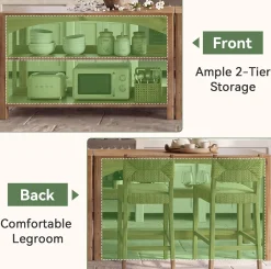 Tribesigns 59-Inch Bar Table, Farmhouse Counter Height Table with Storage Shelves for Kitchen Dining Room