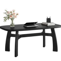 Tribesigns 63-Inch Computer Desk, Solid Wood Office Desk with Boat-Shaped Top for Home Office