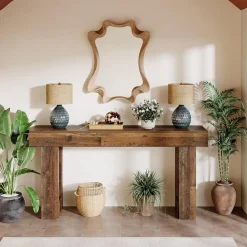 Tribesigns 63-Inch Console Table, Farmhouse Wooden Sofa Table