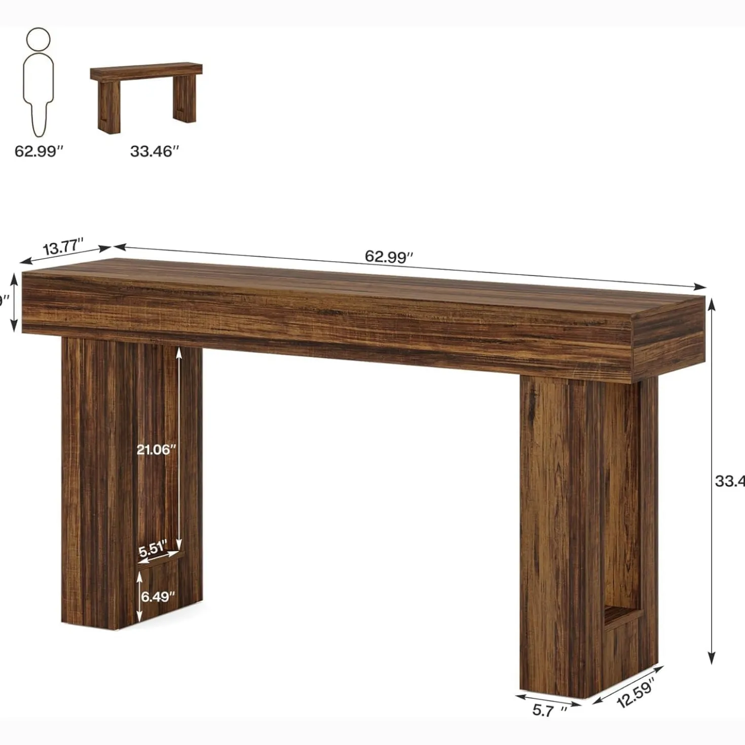 Tribesigns 63-Inch Console Table, Farmhouse Wooden Sofa Table
