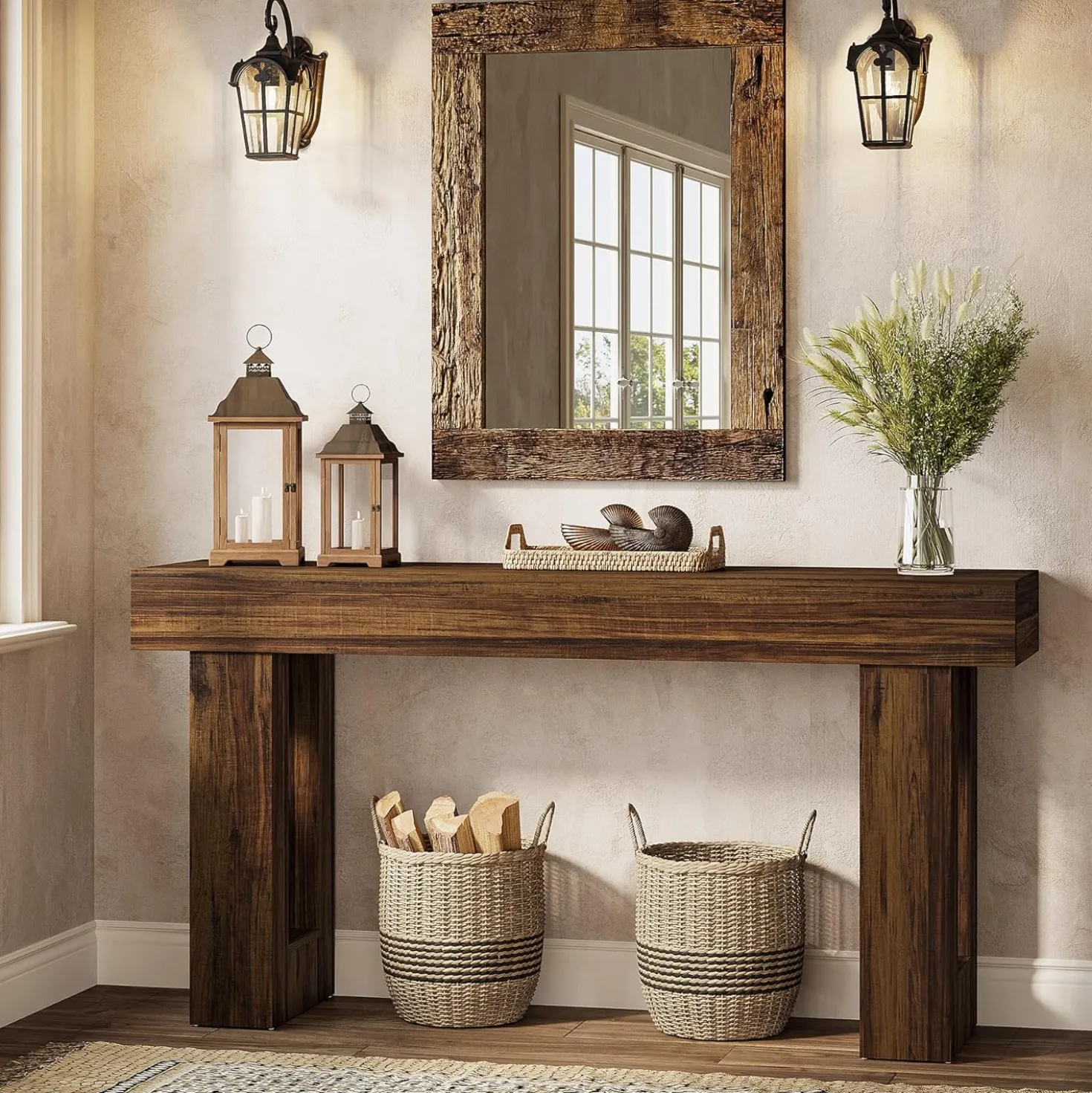 Tribesigns 63-Inch Console Table, Farmhouse Wooden Sofa Table