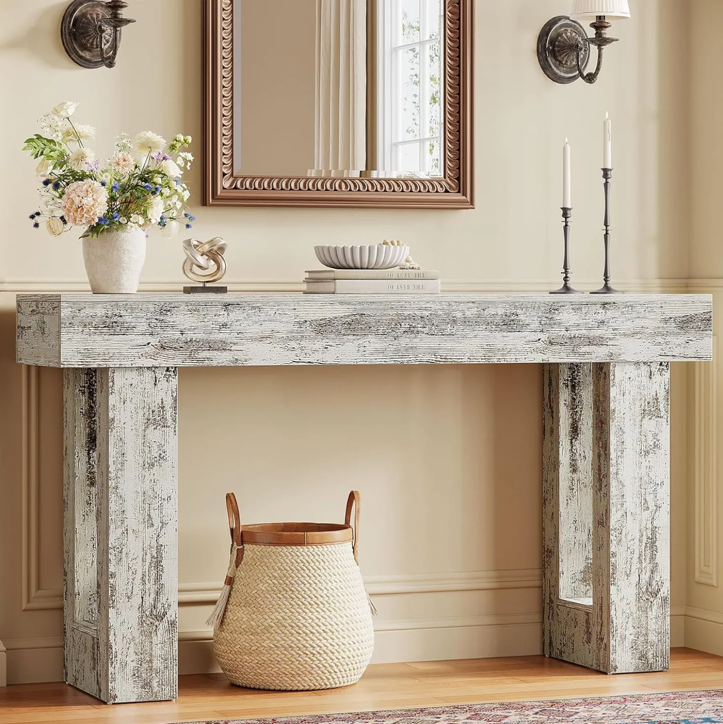 Tribesigns 63-Inch Console Table, Farmhouse Wooden Sofa Table