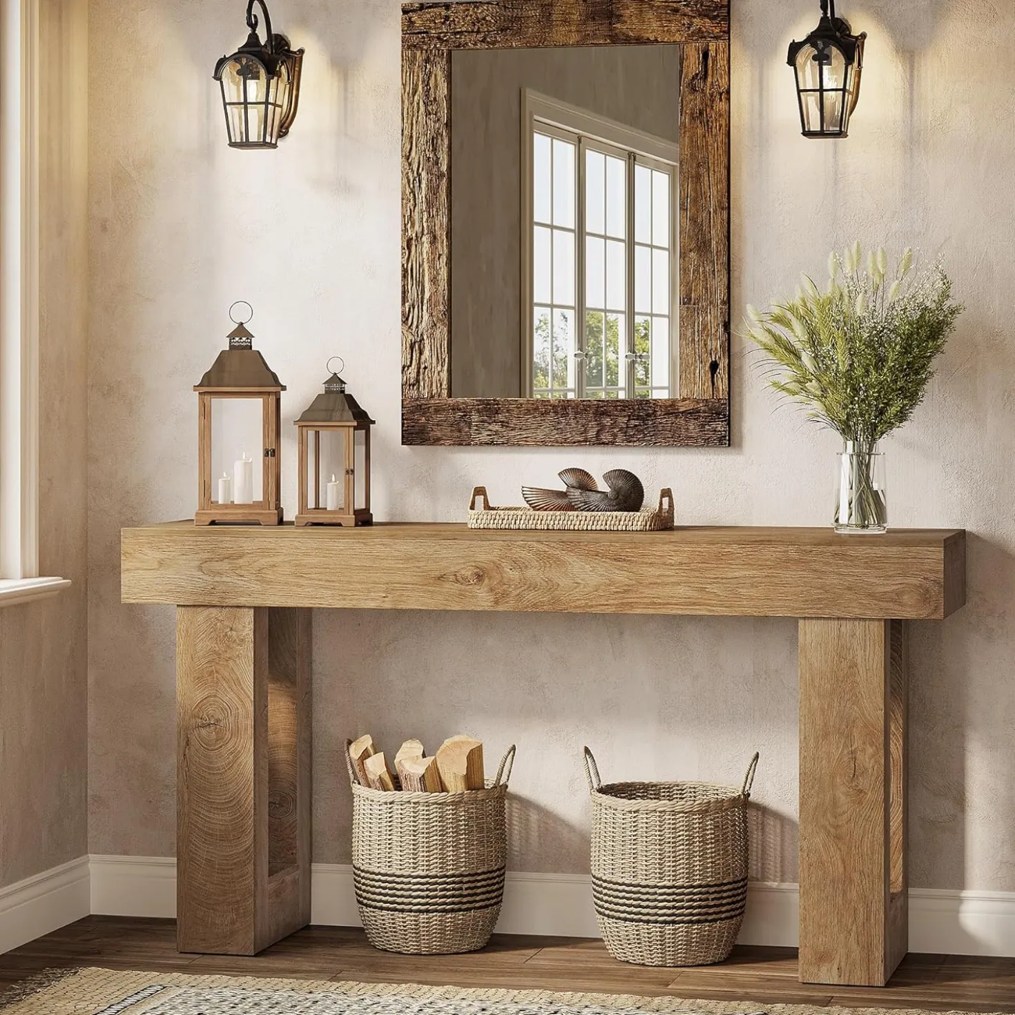 Tribesigns 63-Inch Console Table, Farmhouse Wooden Sofa Table