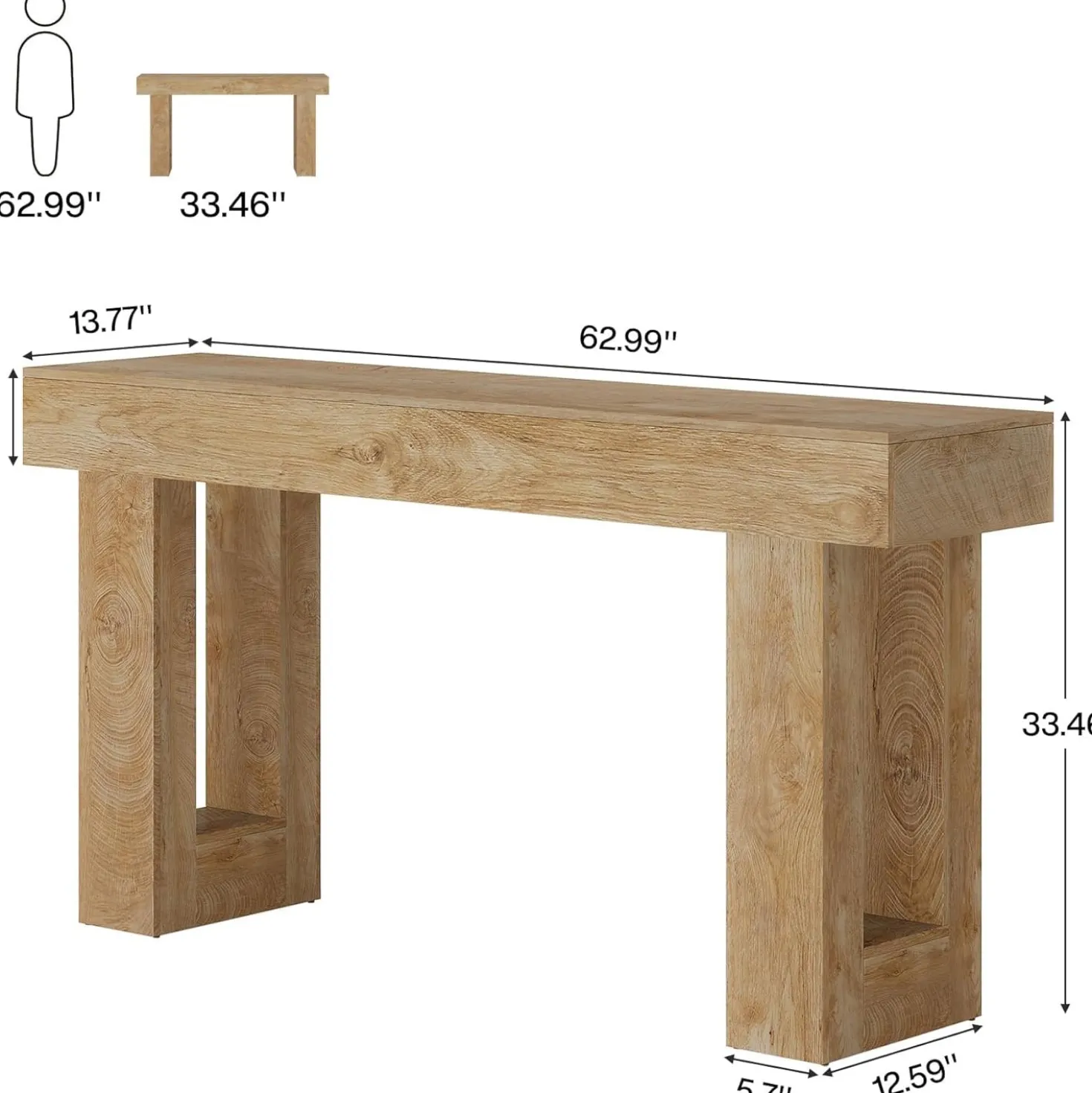 Tribesigns 63-Inch Console Table, Farmhouse Wooden Sofa Table