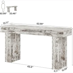 Tribesigns 63-Inch Console Table, Farmhouse Wooden Sofa Table
