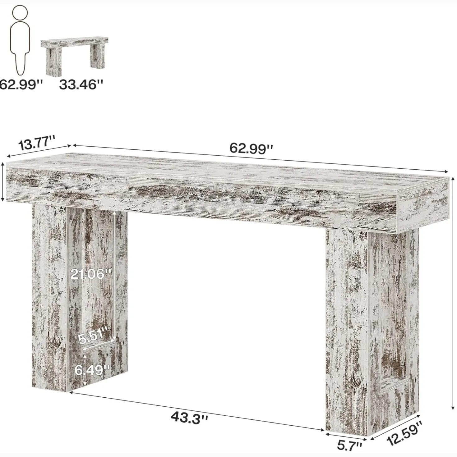 Tribesigns 63-Inch Console Table, Farmhouse Wooden Sofa Table