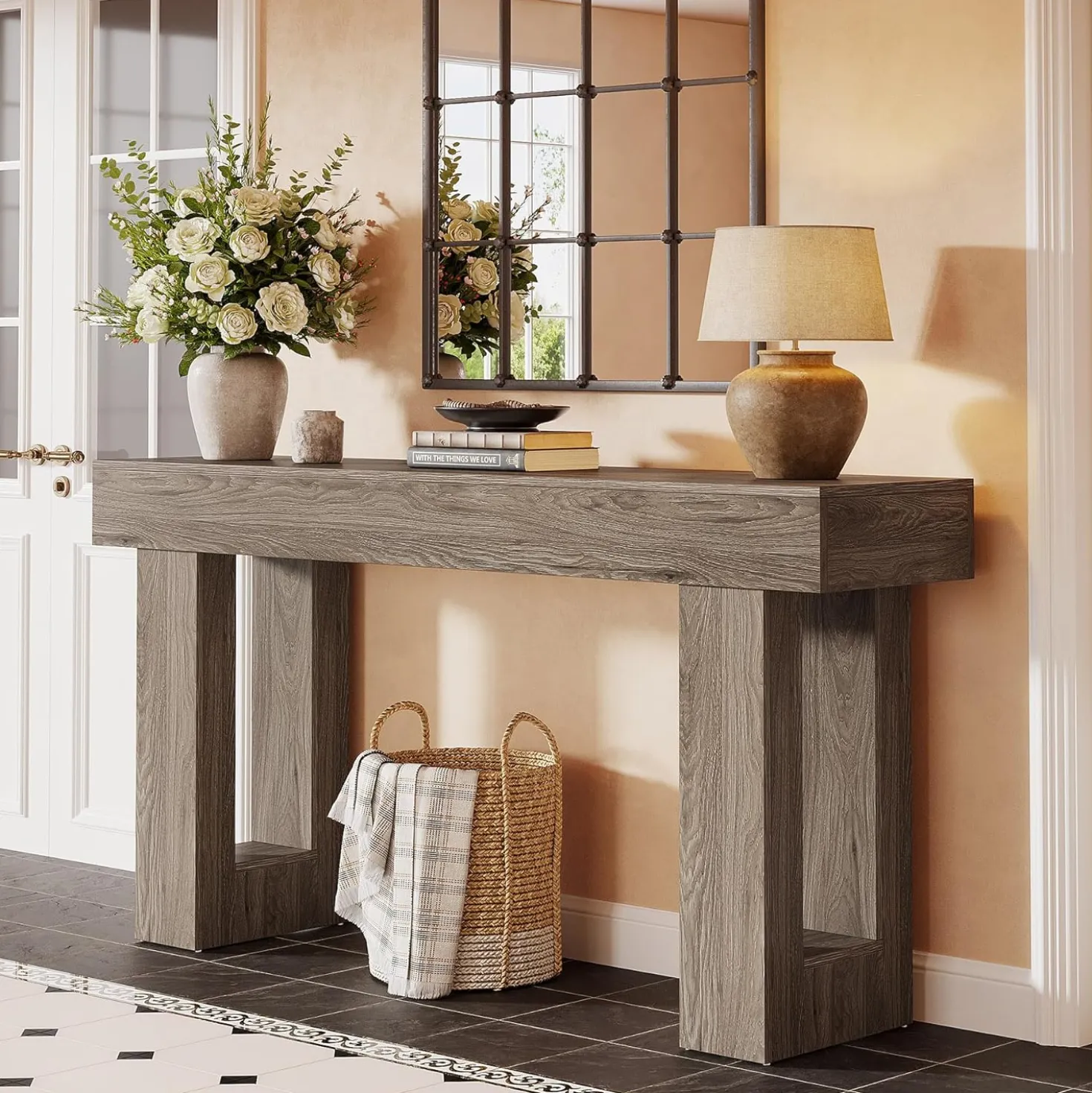 Tribesigns 63-Inch Console Table, Farmhouse Wooden Sofa Table
